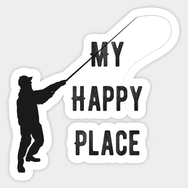 Fishing is my Happy Place Sticker by AlondraHanley